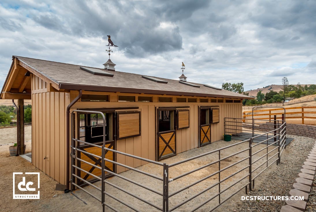 san jose shed row horse barn kit - dc structures