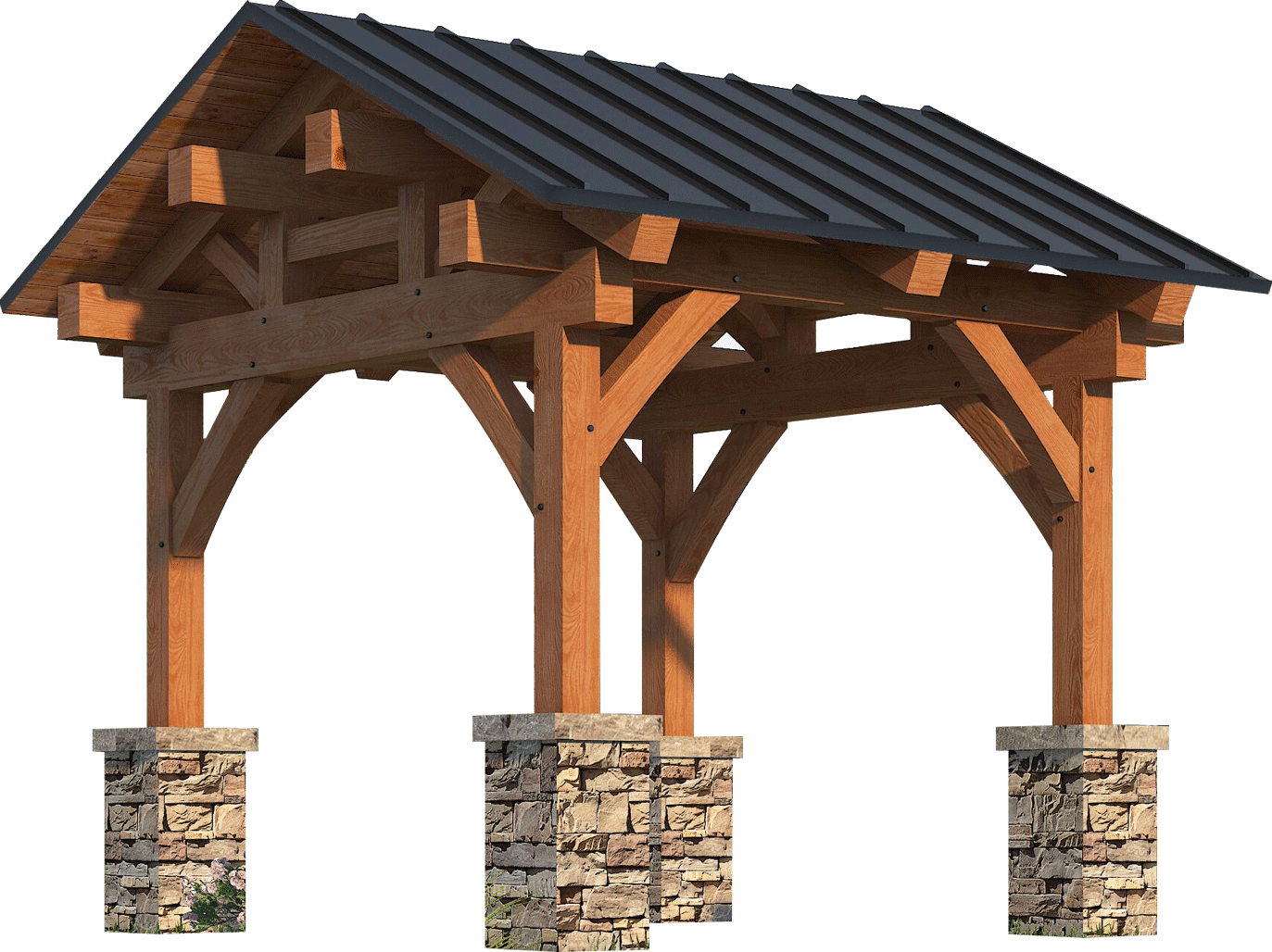 Double Ridge Truss Pavilion Kit - Timber Frame Pavilion ... on Timber Frame Pavilion Kits Prices id=46625