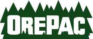 OrePac Standard CMYK A dark green background resembling the outline of pine trees.