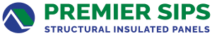 Premier SIPS Logo sm Green and blue stylized house icon next to green and blue text on a white background.